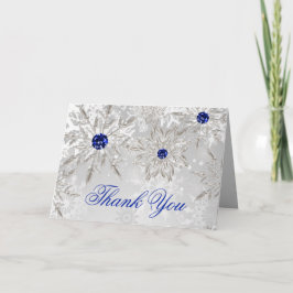 Cartão De Agradecimento Silver Royal Blue Winter chá de panela Obrigado