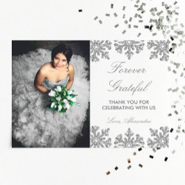 Cartão De Agradecimento Silver Snowflake Winter Quinceanera