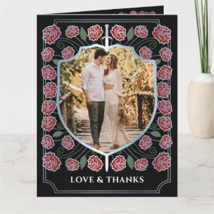 Cartão De Agradecimento Silver Sword Shield Fantasy Casamento Monograma