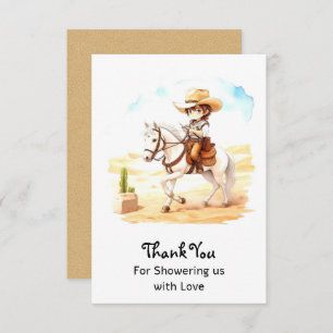 Cartão De Agradecimento Sim, Fiesta! Chá de fraldas de Watercolor Cowboy