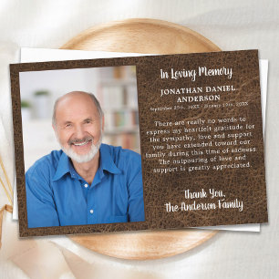 Cartão De Agradecimento Simpatia Adorando Memória Foto Faux Leather Funera