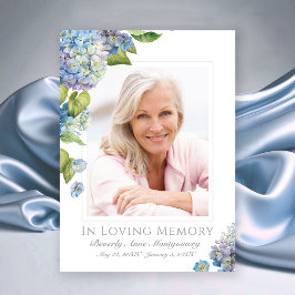 Cartão De Agradecimento Simpatia Blue Hydrangea Foto Floral Funeral