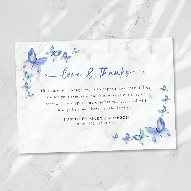 Cartão De Agradecimento Simpatia Borboletas Funeral (Criador carregado)