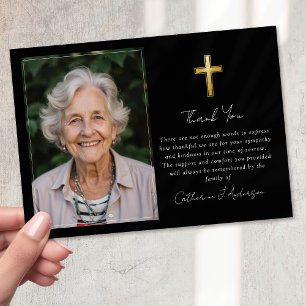 Cartão De Agradecimento Simpatia Dourada Cruz Foto Funeral
