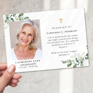 Cartão De Agradecimento Simpatia Eucalyptus Cross Foto Funeral