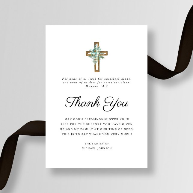 Cartão De Agradecimento Simpatia Eucalyptus Cross Funeral (Sympathy Eucalyptus Cross Funeral Thank You Card)
