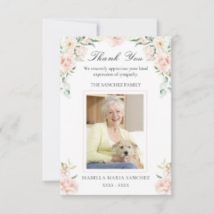 Cartão De Agradecimento Simpatia Foto Funeral Floral Rosa