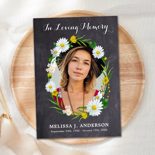 Cartão De Agradecimento Simpatia Foto Memorial Daisy Floral Funeral (Criador carregado)