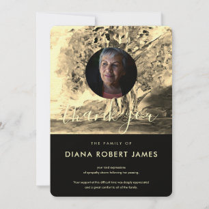 Cartão De Agradecimento Simpatia Fotográfica de Paisagem de Árvores Dourad