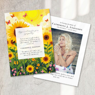 Cartão De Agradecimento Simpatia Fotográfica Memorial Floral da Borboleta 
