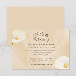 Cartão De Agradecimento Simpatia Funeral Lily Flowers Obrigado