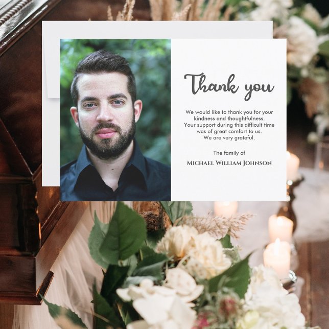 Cartão De Agradecimento Simpatia Funeral Memorial de Celebração de Foto Pe (Criador carregado)
