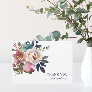 Cartão De Agradecimento Simpatia Funeral Obrigado Rosas Watercolor Floral