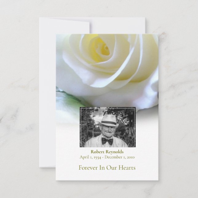 Cartão De Agradecimento Simpatia Funeral White Rose Foto Obrigado (Frente)