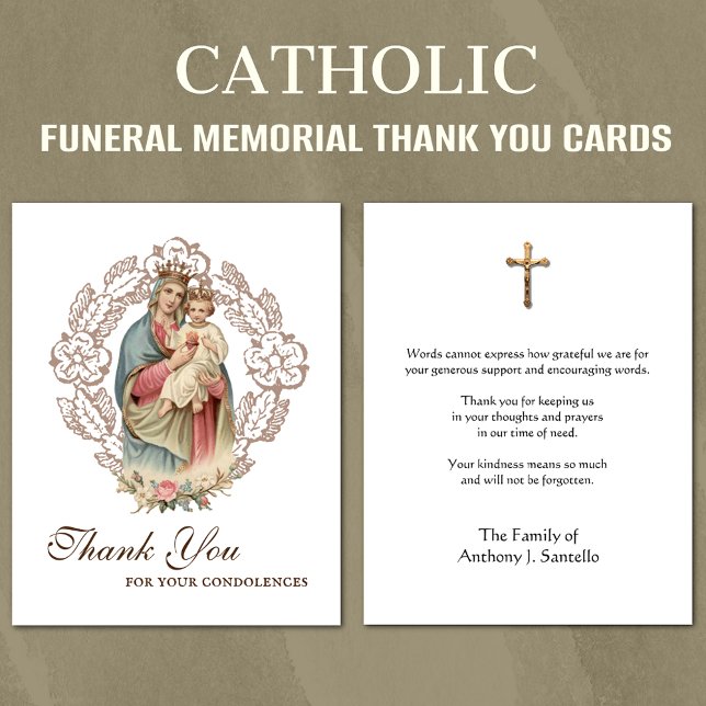 Cartão De Agradecimento Simpatia funerária católica Caramba Obrigado (Traditional Catholic Funeral Memorial Thank you Cards)