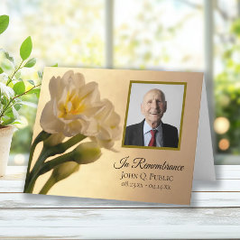 Cartão De Agradecimento Simpatia funerária Daffodils Brancos Duplos Obriga