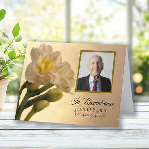 Cartão De Agradecimento Simpatia funerária Daffodils Brancos Duplos Obriga