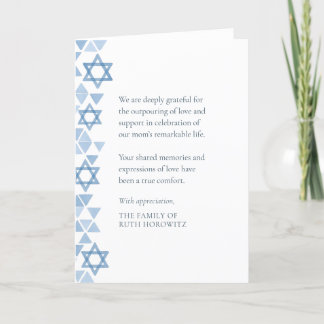 Cartão De Agradecimento Simpatia judaica Estrelas Azuis Modernas de Aquare