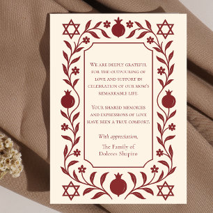 Cartão De Agradecimento Simpatia judaica romântica Shiva