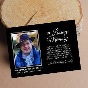 Cartão De Agradecimento Simpatia Memória Funerária Preta OBRIGADO Foto