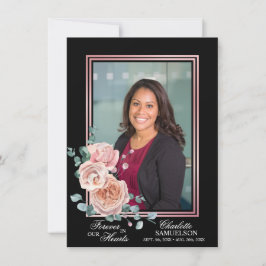 Cartão De Agradecimento Simpatia Memorial Pink Floral FOTO Obrigado