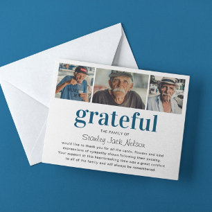 Cartão De Agradecimento Simpatia moderna de colagem de fotos 'Grateful'