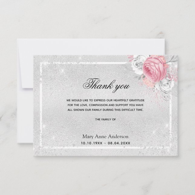 Cartão De Agradecimento Simpatia obrigado azul cor-de-prata (Frente)