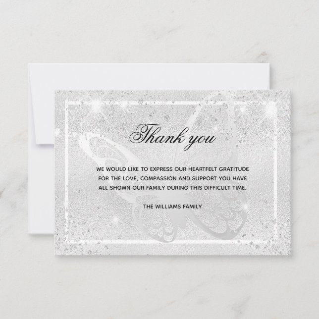 Cartão De Agradecimento Simpatia obrigado de foto da borboleta prateada (Frente)