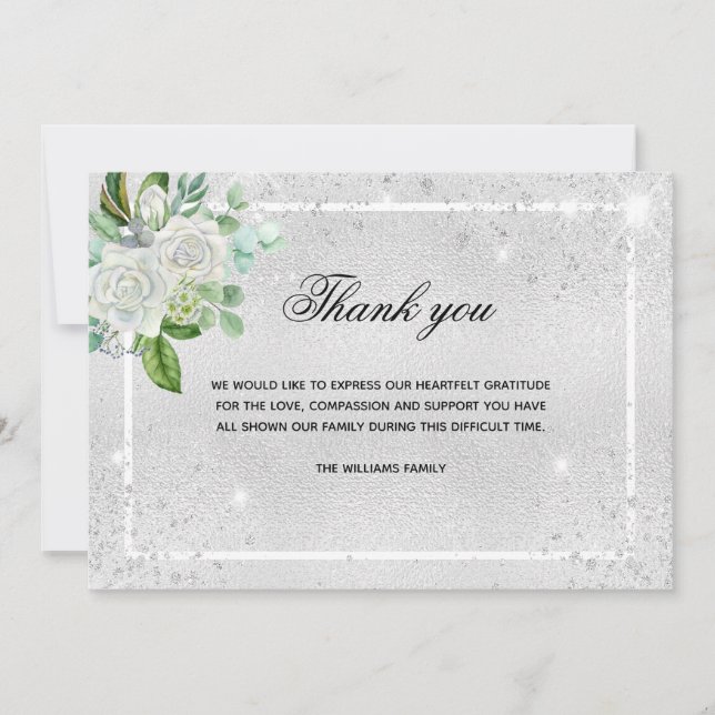 Cartão De Agradecimento Simpatia obrigado de fotos florais com brilho prat (Frente)