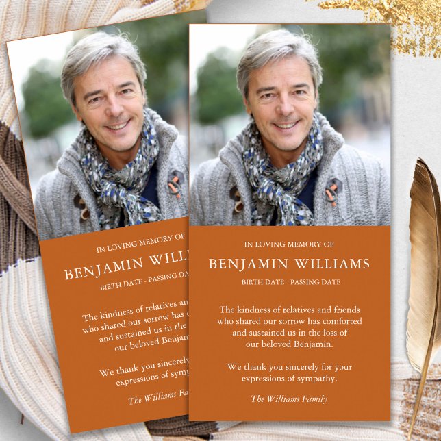 Cartão De Agradecimento Simpatia Perda Foto do Funeral de outono Obrigado  (funeral thank you cards, bereavement, elegant, simple, celebration of life, sympathy card)