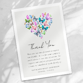 Cartão De Agradecimento Simpatia por borboleta cardíaca Funeral