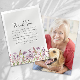 Cartão De Agradecimento Simpatia por Foto de Flor Selvagem Funeral