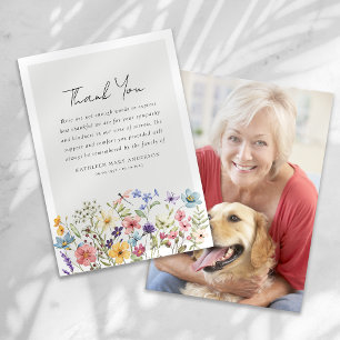 Cartão De Agradecimento Simpatia por Foto de Flor Selvagem Funeral