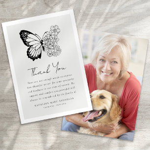 Cartão De Agradecimento Simpatia por Foto Floral da Borboleta Funeral
