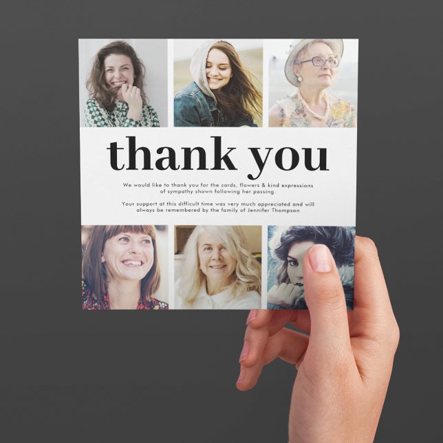 Cartão De Agradecimento Simpatia Quadrada 6 Foto Funeral (Criador carregado)