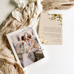 Cartão De Agradecimento Simple Boho Wildflower Foto Casamento Obrigado