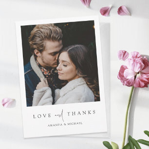 Cartão De Agradecimento Simple Chic Modern Photo Love and Thanks Wedding