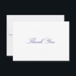 Cartão De Agradecimento Simple, Elegant, Blue Lettering<br><div class="desc">This card is inspired by the ageless tradition of handwritten thank you notes,  hence the elegant cursive font and simple design. Gratitude never goes out of style!</div>