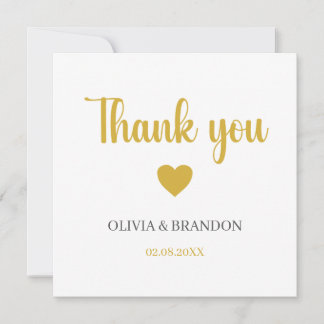 Cartão De Agradecimento Simple Elegant Gold Wedding Thank You Note Card