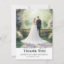 Cartão De Agradecimento Simple Elegant Photo Wedding Thank You Card Notes