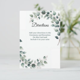 Cartão De Agradecimento Simple Eucalyptus  Directions Enclosure Card