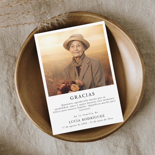 Cartão De Agradecimento Simple Funeral Gracias - Foto Espanhola (Criador carregado)