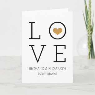 Cartão De Agradecimento Simple Gold Love Thank You Cards