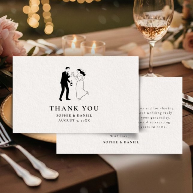 Cartão De Agradecimento Simple Minimalist Illustrated (Criador carregado)