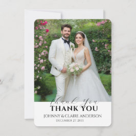 Cartão De Agradecimento Simple Modern Photo Wedding Thank You Card Message