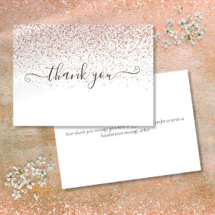 Cartão De Agradecimento Simple Modern Rose Gold Glitter Script