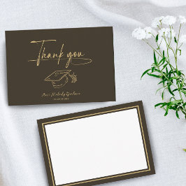 Cartão De Agradecimento Simple Modern Script Graduation Thank You Card