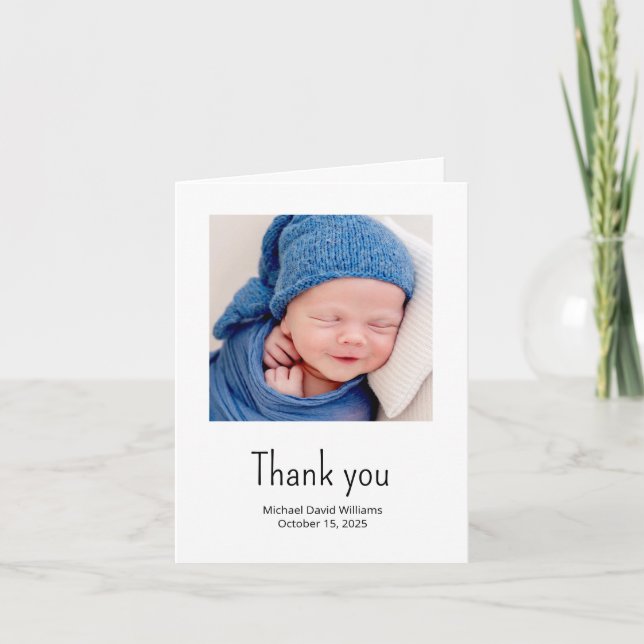 Cartão De Agradecimento Simple Nautical Sailboat Baby Boy Photo Shower (Frente)