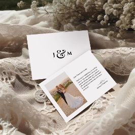Cartão De Agradecimento Simple Photo with Monogram Wedding
