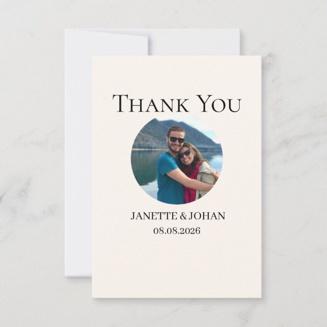 Cartão De Agradecimento Simple Script Modern Wedding Photo Thank You Card (Frente)